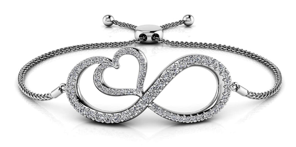 Infinite Love Diamond Heart Adjustable Diamond Bracelet with 0.84 ct.(finished) - Luxury Time NYC