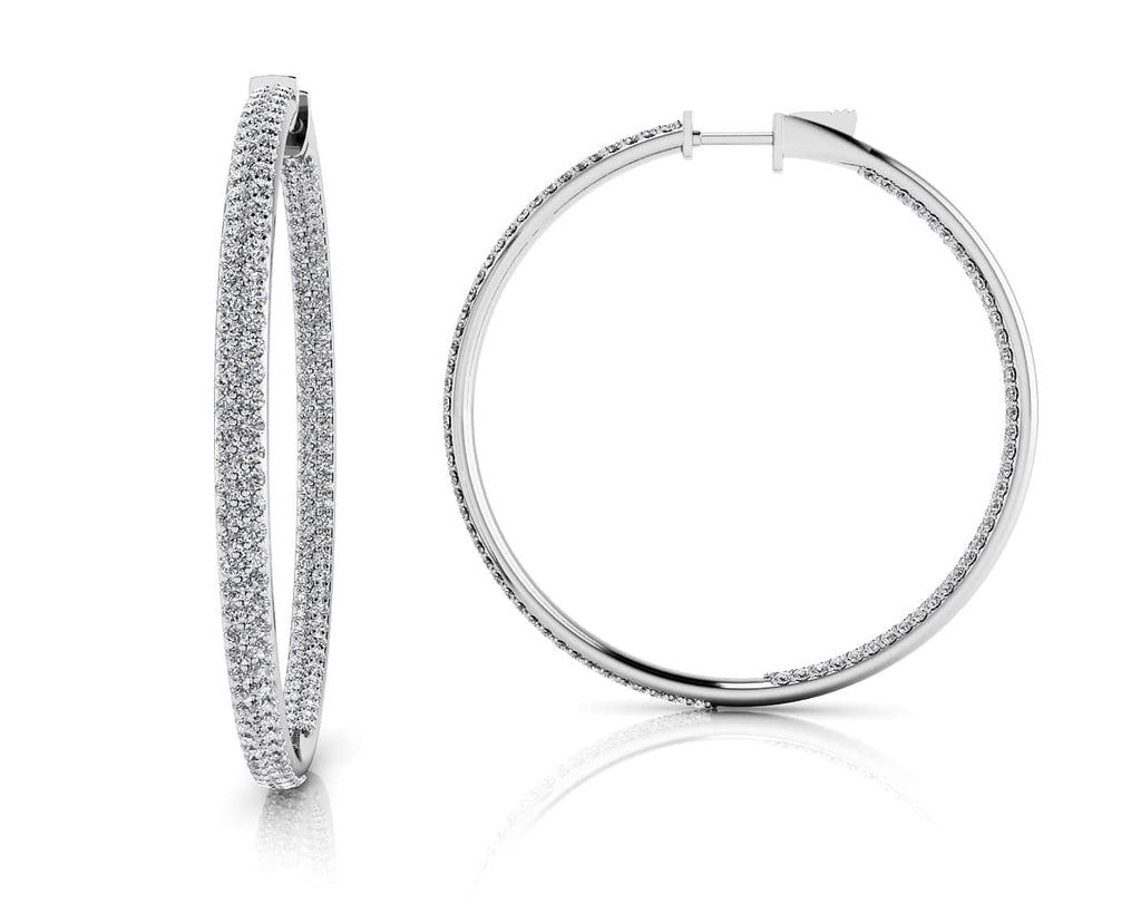 Inside Out Diamond Pave Hoop Earrings Extra Large Diamond with 2.15 ct.(finished) 1mm - Luxury Time NYC