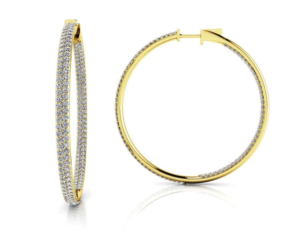 Inside Out Diamond Pave Hoop Earrings Extra Large Diamond with 4.16 ct.(finished) 1.4mm - Luxury Time NYC