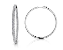 Load image into Gallery viewer, Inside Out Diamond Pave Hoop Earrings Extra Large Diamond with 4.16 ct.(finished) 1.4mm - Luxury Time NYC