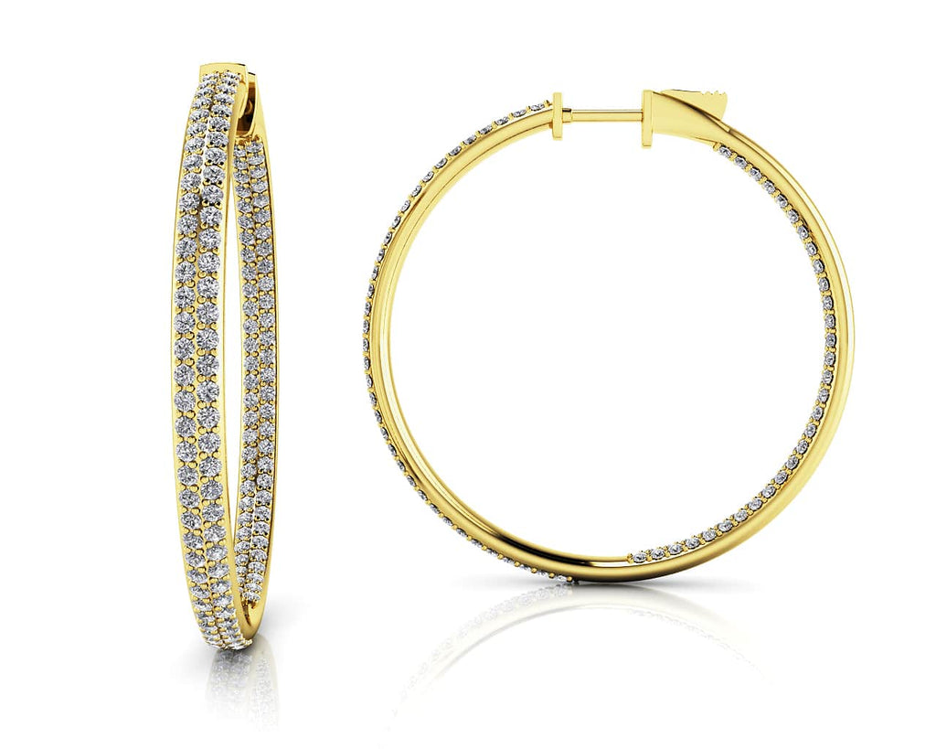 Inside Out Diamond Pave Hoop Earrings Large Diamond with 1.76 ct.(finished) 1mm - Luxury Time NYC