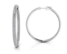 Load image into Gallery viewer, Inside Out Diamond Pave Hoop Earrings Large Diamond with 1.76 ct.(finished) 1mm - Luxury Time NYC