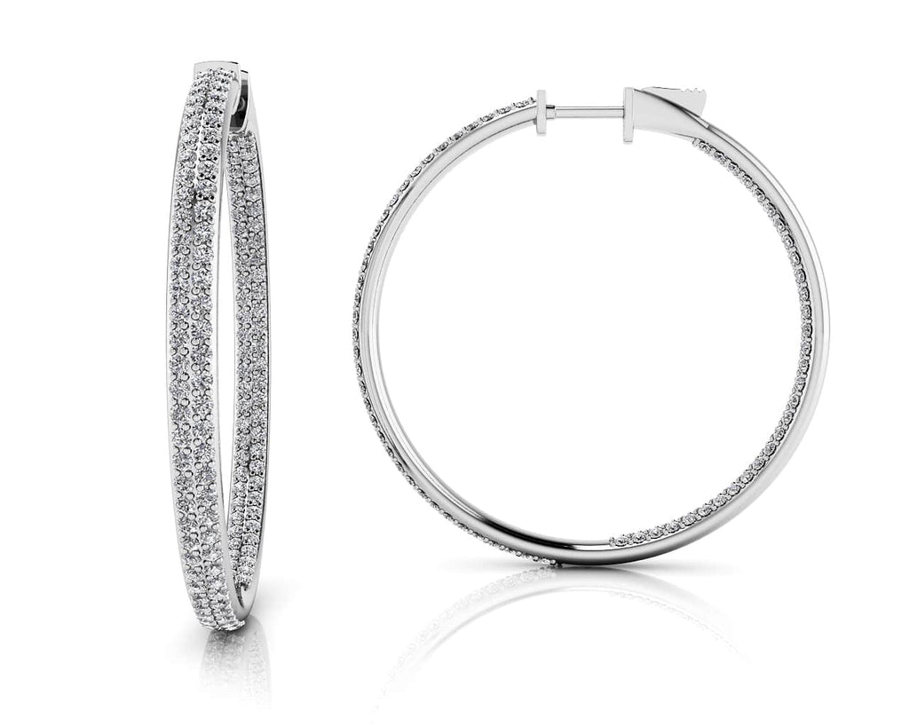 Inside Out Diamond Pave Hoop Earrings Large Diamond with 3.41 ct.(finished) 1.4mm - Luxury Time NYC