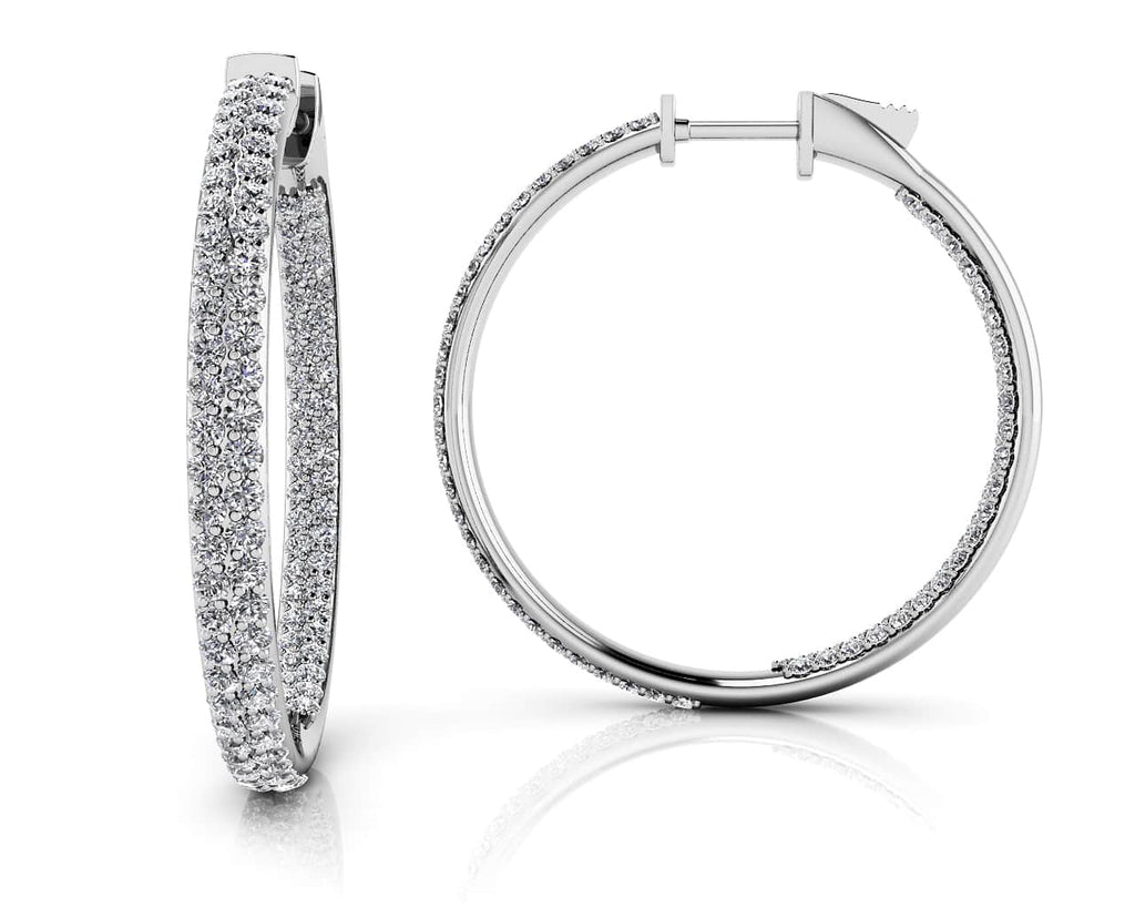 Inside Out Diamond Pave Hoop Earrings Medium Diamond with 1.43 ct.(finished) 1mm - Luxury Time NYC