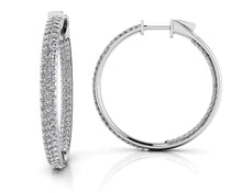 Load image into Gallery viewer, Inside Out Diamond Pave Hoop Earrings Medium Diamond with 1.43 ct.(finished) 1mm - Luxury Time NYC