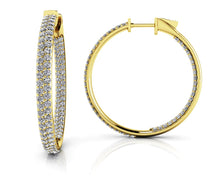 Load image into Gallery viewer, Inside Out Diamond Pave Hoop Earrings Medium Diamond with 1.43 ct.(finished) 1mm - Luxury Time NYC