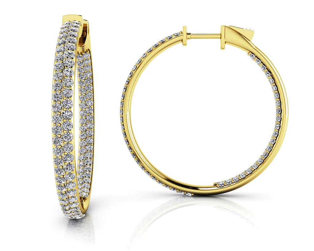 Inside Out Diamond Pave Hoop Earrings Medium Lab - Grown Diamond with 1.43 ct.(finished) 1mm - Luxury Time NYC