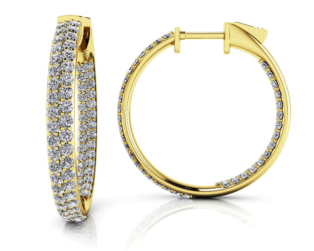 Inside Out Diamond Pave Hoop Earrings Small Diamond with 1.04 ct.(finished) 1mm - Luxury Time NYC