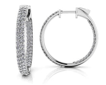 Load image into Gallery viewer, Inside Out Diamond Pave Hoop Earrings Small Diamond with 1.90 ct.(finished) 1.4mm - Luxury Time NYC