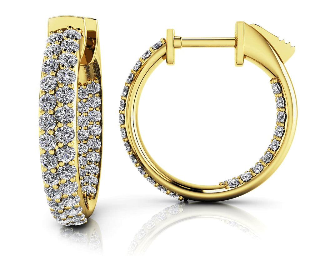 Inside Out Domed Diamond Hoop Earrings Extra Small Diamond with 0.65 ct.(finished) 1mm - Luxury Time NYC