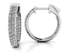 Load image into Gallery viewer, Inside Out Domed Diamond Hoop Earrings Extra Small Diamond with 0.65 ct.(finished) 1mm - Luxury Time NYC