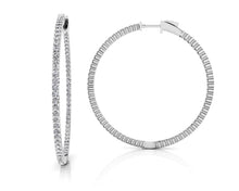 Load image into Gallery viewer, Inside Out Prong Set Diamond Hoop Earring X Large Diamond with 4.79 ct.(finished) 2.3mm - Luxury Time NYC