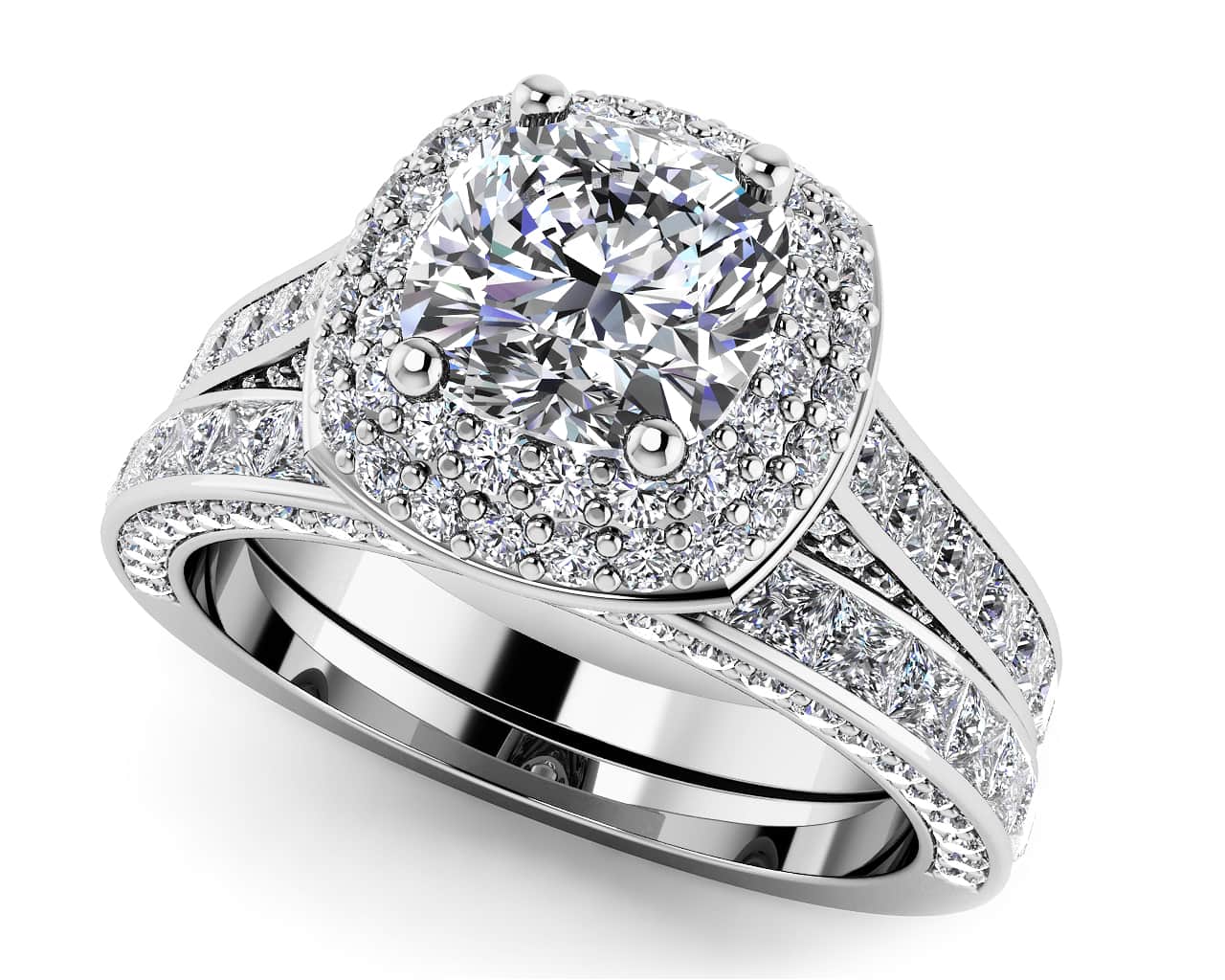 Journey Diamond Double Frame Bridal Set Diamond with 4.03 ct. (2.00 ct ...