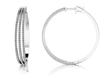 Load image into Gallery viewer, Large 3 Row Diamond Hoop Earrings with 2.21 ct.(finished) 1.2mm - Luxury Time NYC