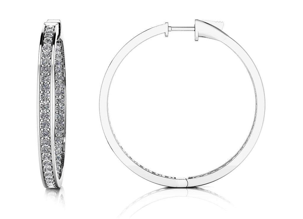 Large Shared Prong Single Row Diamond Hoops Diamond with 1.86 ct.(finished) 1.5mm - Luxury Time NYC