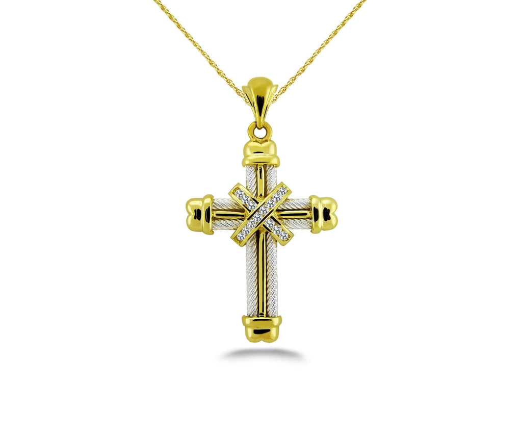 Lashed Cross Diamond Pendant with 0.35 ct.(finished) 1.75mm - Luxury Time NYC