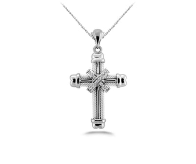 Lashed Cross Diamond Pendant with 0.35 ct.(finished) 1.75mm - Luxury Time NYC