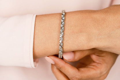Leaning Fence Diamond Bracelet with 1.02 ct.(finished) 1.4mm - Luxury Time NYC