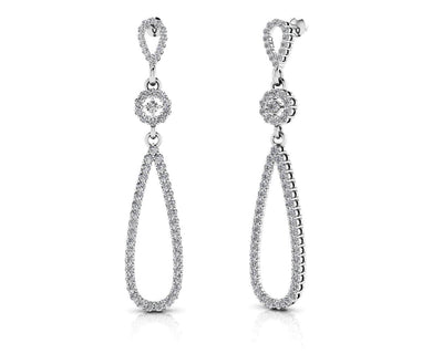 Long Teardrop Lab - Grown Diamond Earrings with 1.90 ct.(finished) 1.5mm, 2mm - Luxury Time NYC