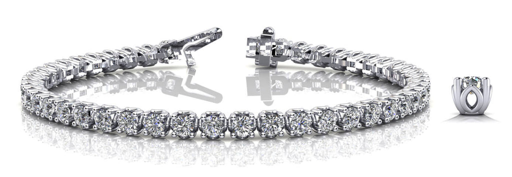 Lotus Flower Diamond Tennis Bracelet with 2.01 ct.(finished) 2mm - Luxury Time NYC