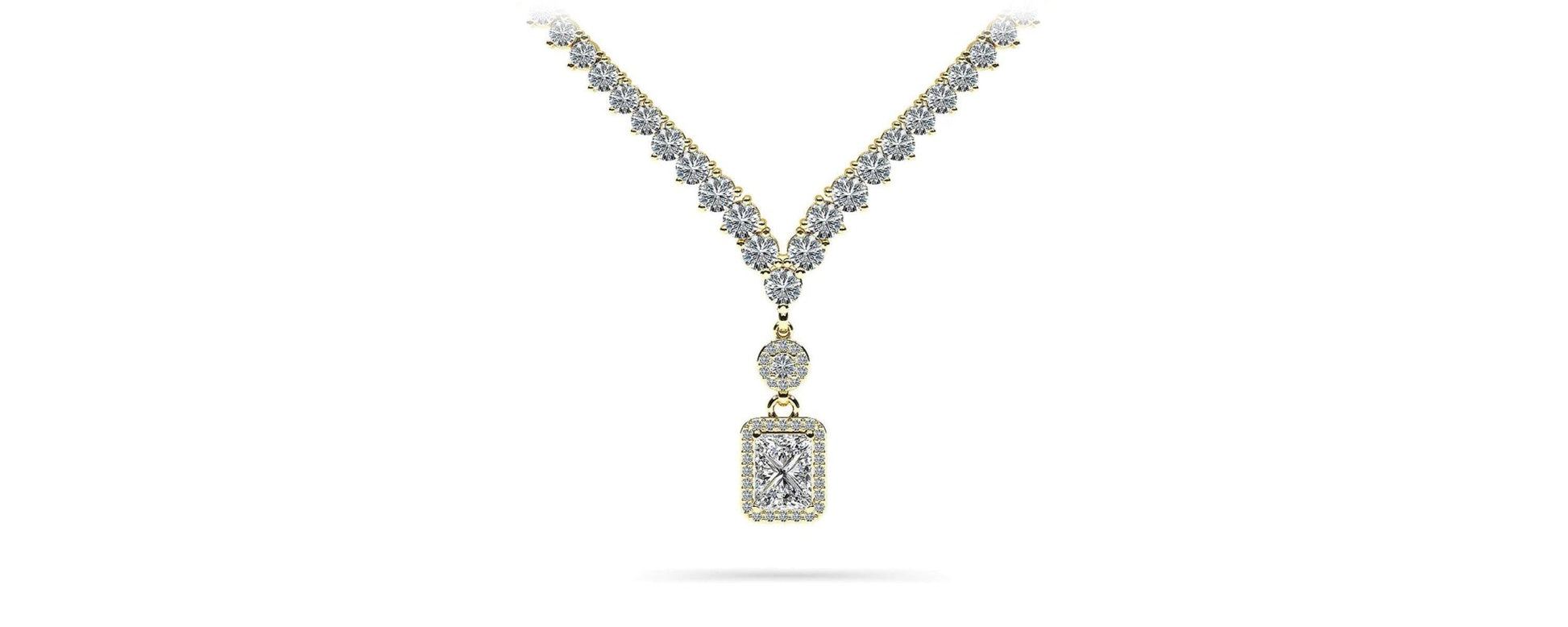 Love Spell Diamond Pendant 2 Row 3 Prong Diamond Necklace with 15.67 ct.(finished) - Luxury Time NYC