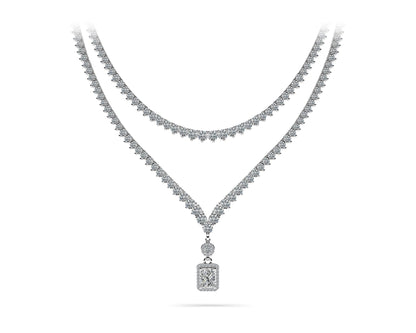 Love Spell Diamond Pendant 2 Row 3 Prong Diamond Necklace with 15.67 ct.(finished) - Luxury Time NYC