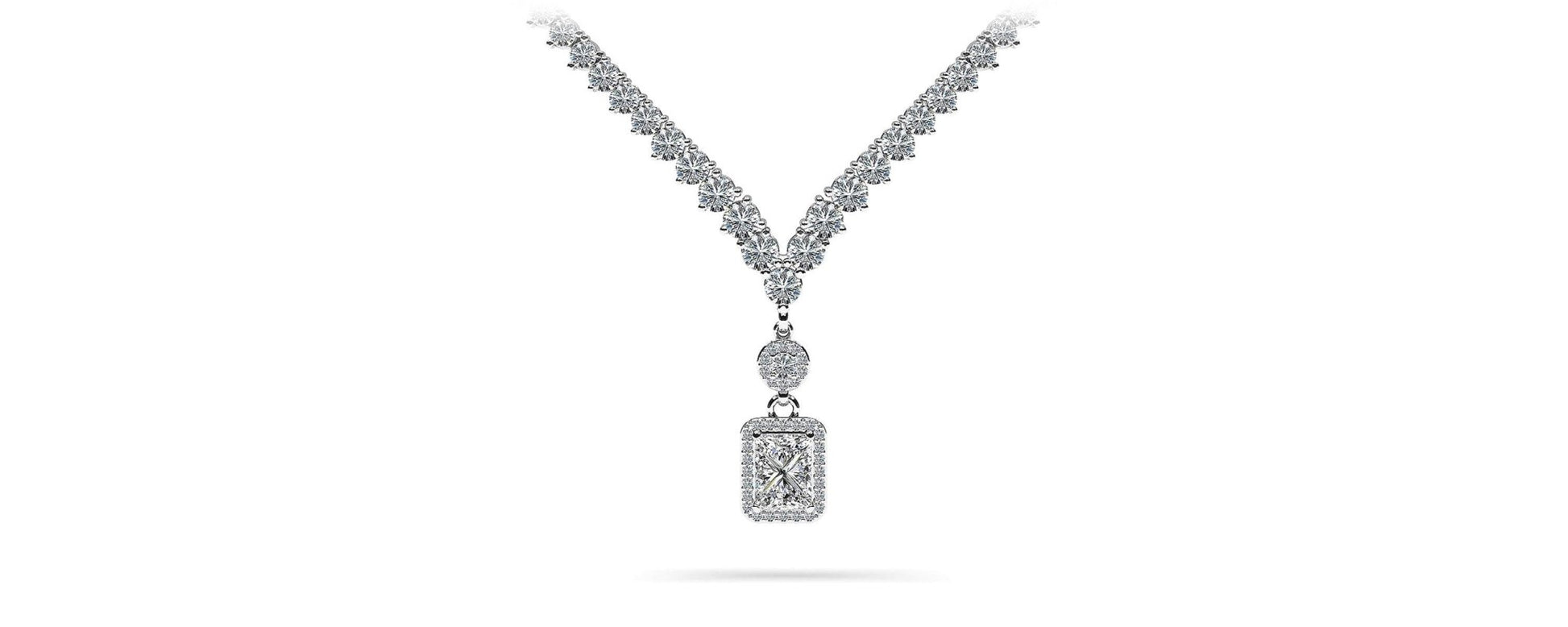 Love Spell Diamond Pendant 2 Row 3 Prong Diamond Necklace with 15.67 ct.(finished) - Luxury Time NYC