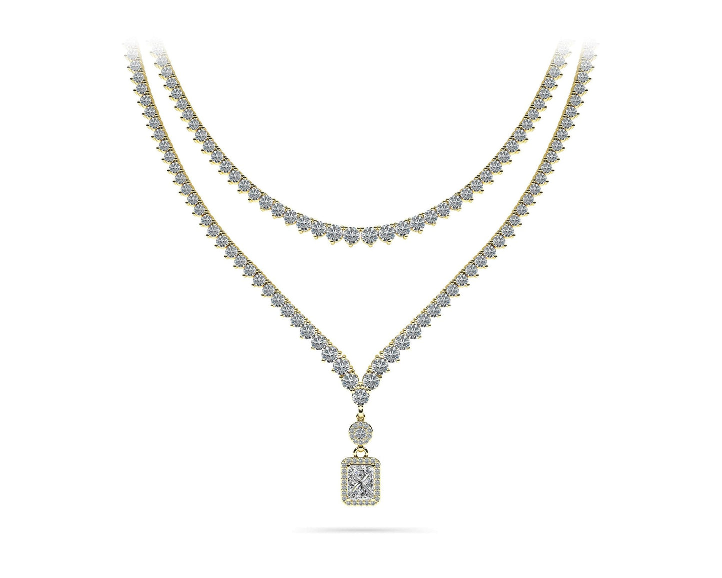 Love Spell Diamond Pendant 2 Row 3 Prong Lab - Grown Diamond Necklace with 15.67 ct.(finished) - Luxury Time NYC