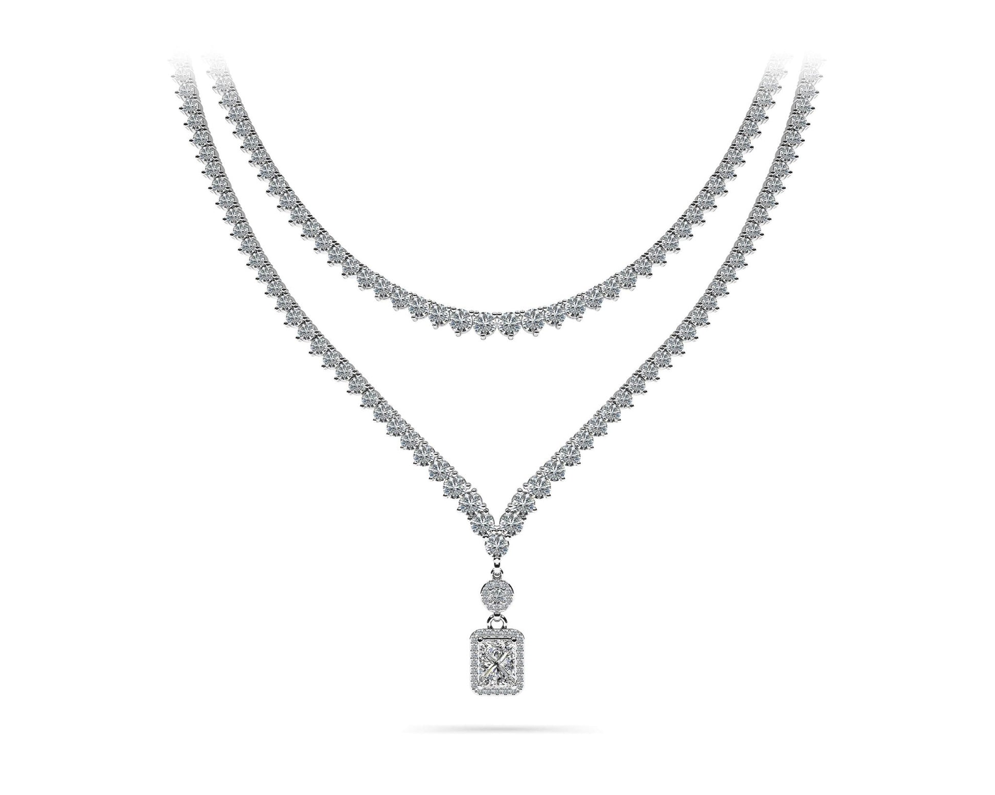 Love Spell Diamond Pendant 2 Row 3 Prong Lab - Grown Diamond Necklace with 15.67 ct.(finished) - Luxury Time NYC