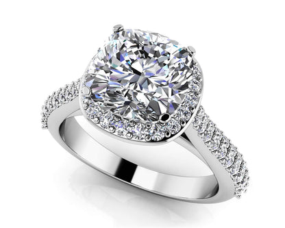 Love Story Cushion Cut Diamond Engagement Ring with 1.09 ct. (0.50 ct. center diamond) - Luxury Time NYC