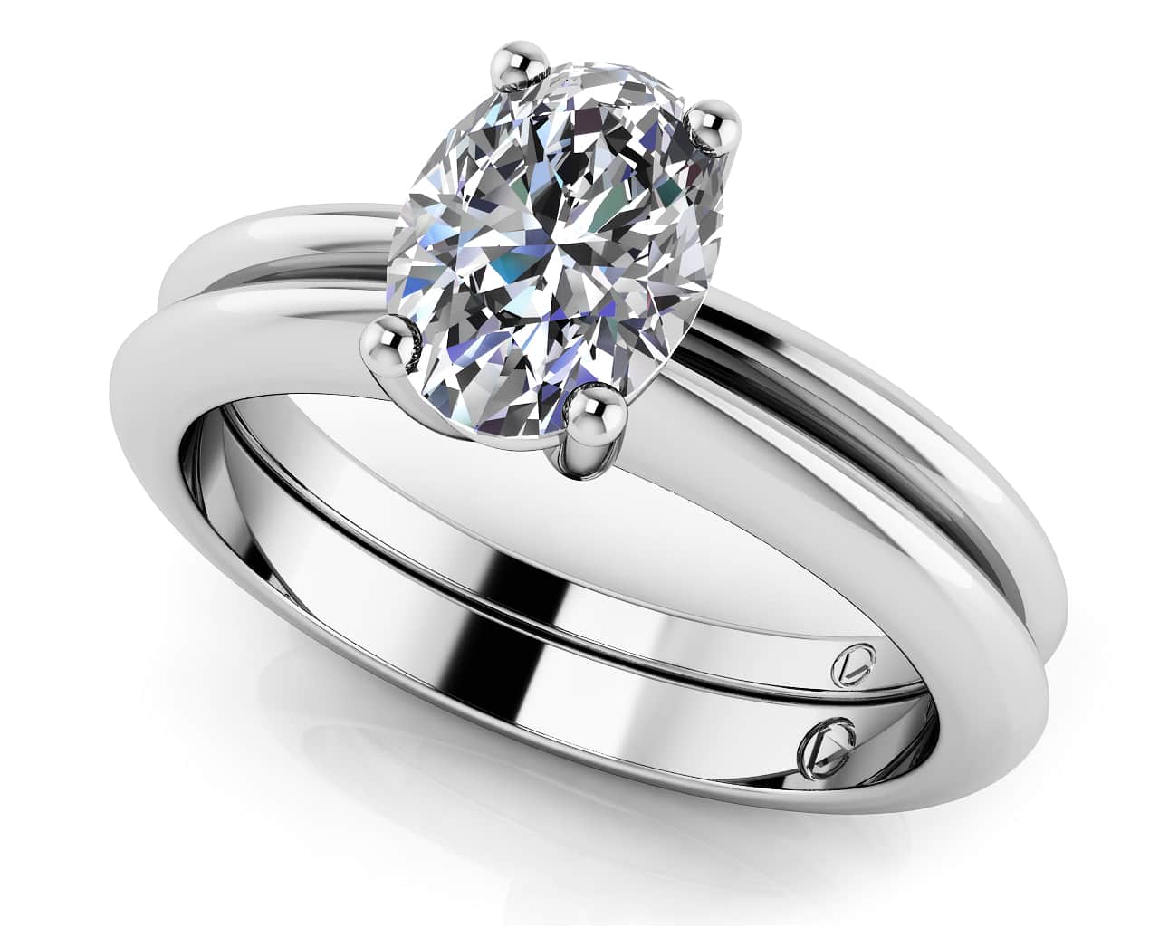 Love With No Limits Oval Solitaire Bridal Set Diamond with 1.00 ct.(finished) 7x5mm - Luxury Time NYC