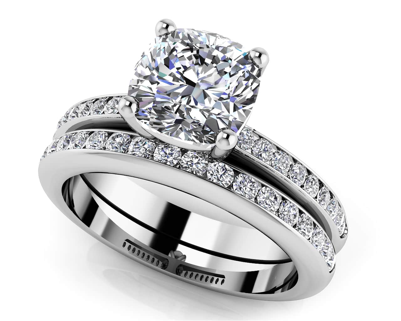 Lovely Cushion Cut Bridal Set Diamond with 1.44 ct. (1.00 ct. center diamond) - Luxury Time NYC