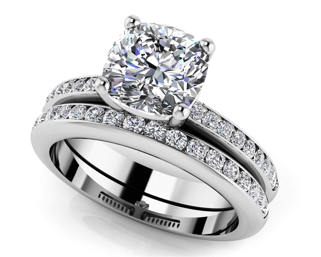 Lovely Cushion Cut Bridal Set Diamond with 1.69 ct. (1.25 ct. center diamond) - Luxury Time NYC