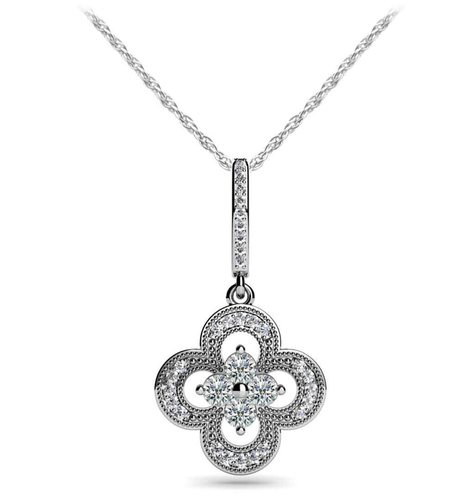 Lucky Four Diamond Pendant with 0.43 ct.(finished) 1.0mm, 2.6mm - Luxury Time NYC