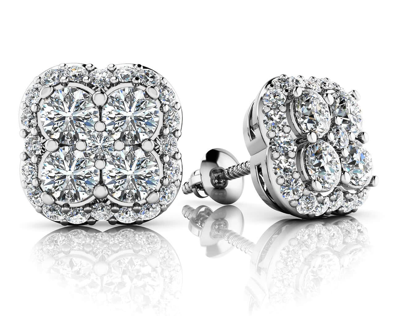 Lucky In Love Designer Stud Diamond Earrings with 1.03 ct.(finished) 1mm, 2.9mm - Luxury Time NYC