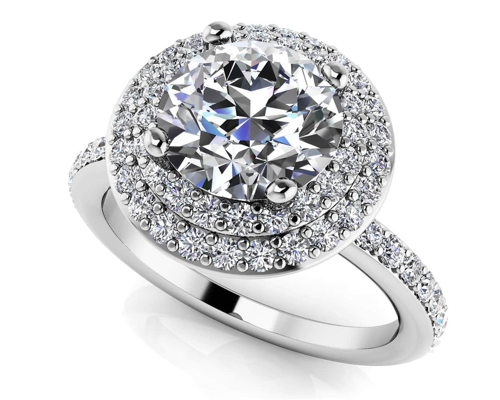 Luxurious Double Halo Diamond Engagement Ring with 1.22 ct. (0.75 ct. center diamond) - Luxury Time NYC