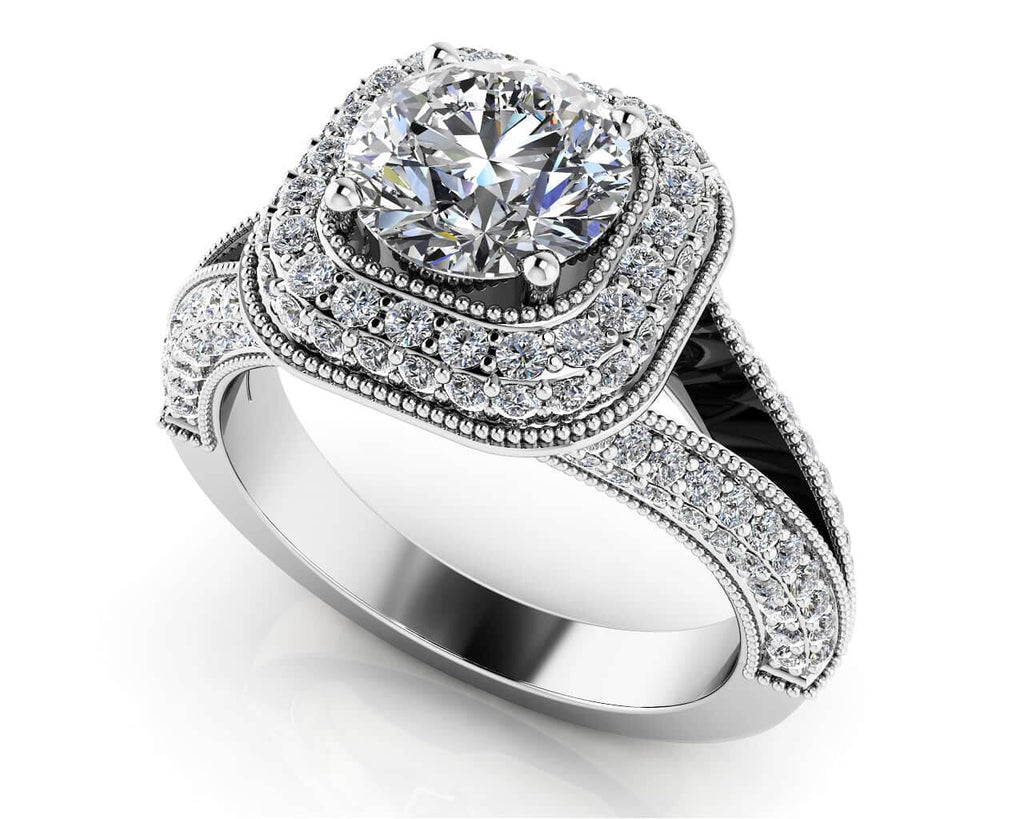 Luxurious Split Shank Halo Diamond Engagement Ring with 1.16 ct. (0.50 ct. center diamond) - Luxury Time NYC