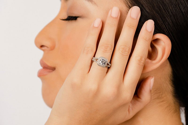 Luxurious Split Shank Halo Diamond Engagement Ring with 1.16 ct. (0.50 ct. center diamond) - Luxury Time NYC