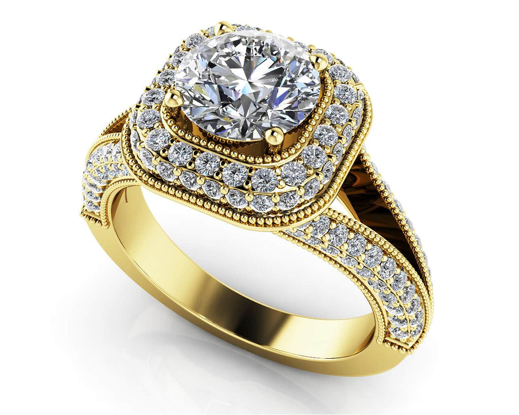 Luxurious Split Shank Halo Diamond Engagement Ring with 2.24 ct. (1.50 ct. center diamond) - Luxury Time NYC