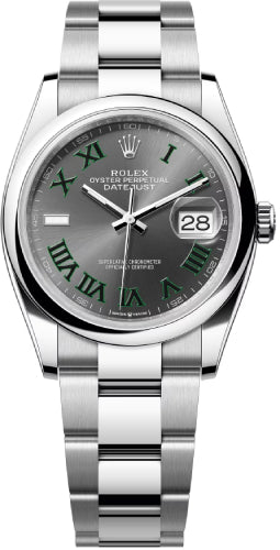 Rolex Oystersteel Datejust 36 Watch - Domed Bezel - Slate Roman Dial - Oyster Bracelet - 126200 slgro