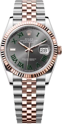 Rolex Datejust 36 Rose Gold/Steel "Wimbledon" Slate Roman Dial & Fluted Bezel Jubilee Bracelet 126231