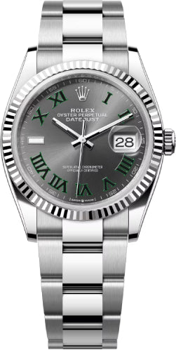 Rolex Datejust 36 White Gold/Steel Slate "Wimbledon" Roman Dial & Fluted Bezel Oyster Bracelet 126234