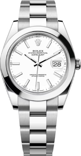 Rolex Datejust 41 Stainless Steel Silver Index Dial Smooth Bezel Oyster Bracelet 126300 -