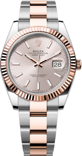 Rolex Datejust 41 Rose Gold/Steel Sundust Index Dial Fluted Bezel Oyster Bracelet 126331 -
