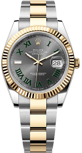 Rolex Datejust 41 Yellow Gold/Steel Slate Roman Dial Fluted Bezel Oyster Bracelet 126333 -