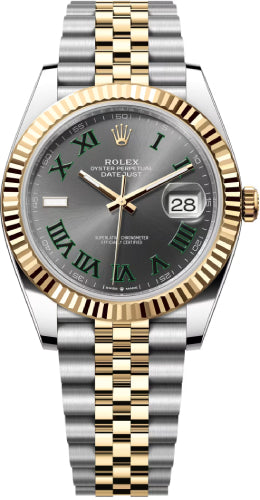 Rolex Datejust 41 Yellow Gold/Steel Slate Roman Dial Fluted Bezel Jubilee Bracelet 126333 -