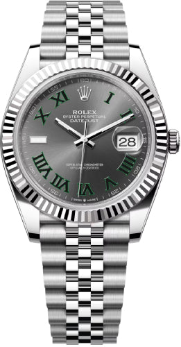 Rolex Datejust 41 White Gold/Steel Slate Roman Dial Fluted Bezel Jubilee Bracelet 126334 -
