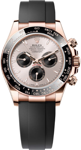 Rolex Daytona Rose Gold Sundust/Bright Black Dial 40 mm Oysterflex Rubber Bracelet Watch - 126515LN