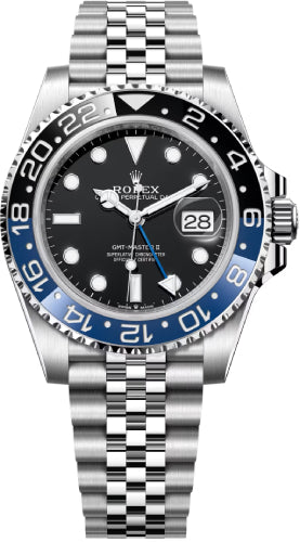 Rolex GMT Master II “Batgirl” Steel Black Dial Blue/Black Ceramic Bezel Jubilee Bracelet 126710BLNR
