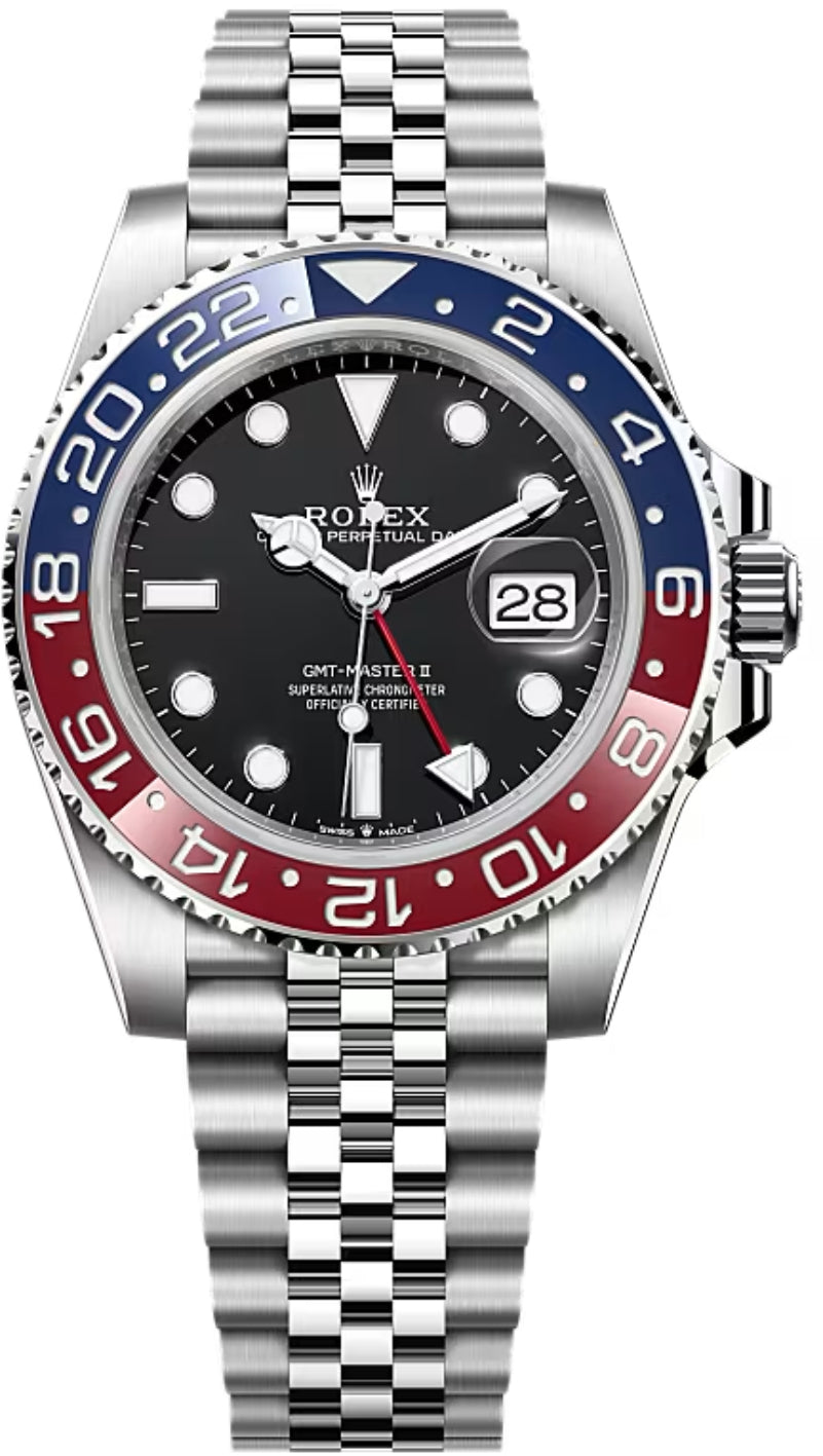 Rolex GMT Master II “Pepsi” Steel Black Dial Red/Blue Ceramic Bezel Jubilee Bracelet 126710BLRO